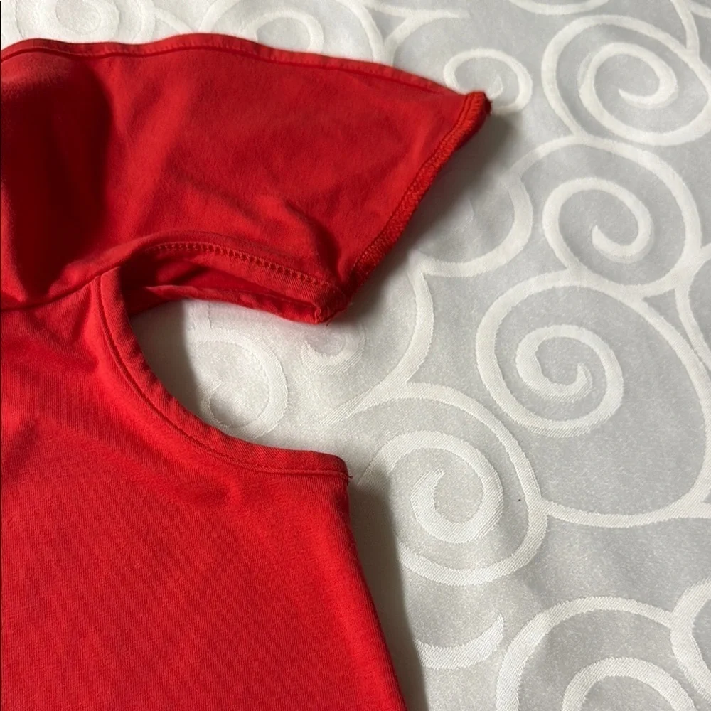 J. Crew Red Ruffled Asymmetrical Blouse